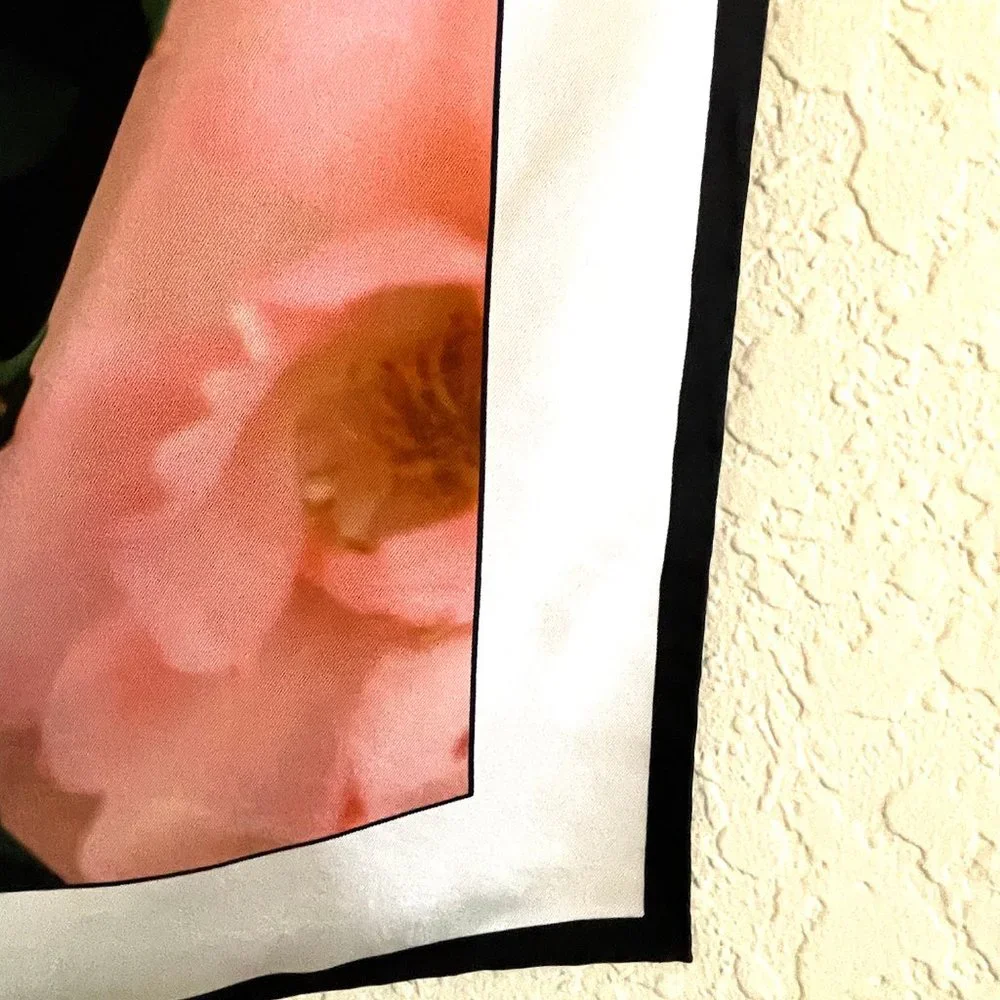 Burberry "Roses" Silk Square Scarf 35' x  35" - Picture 7 of 11